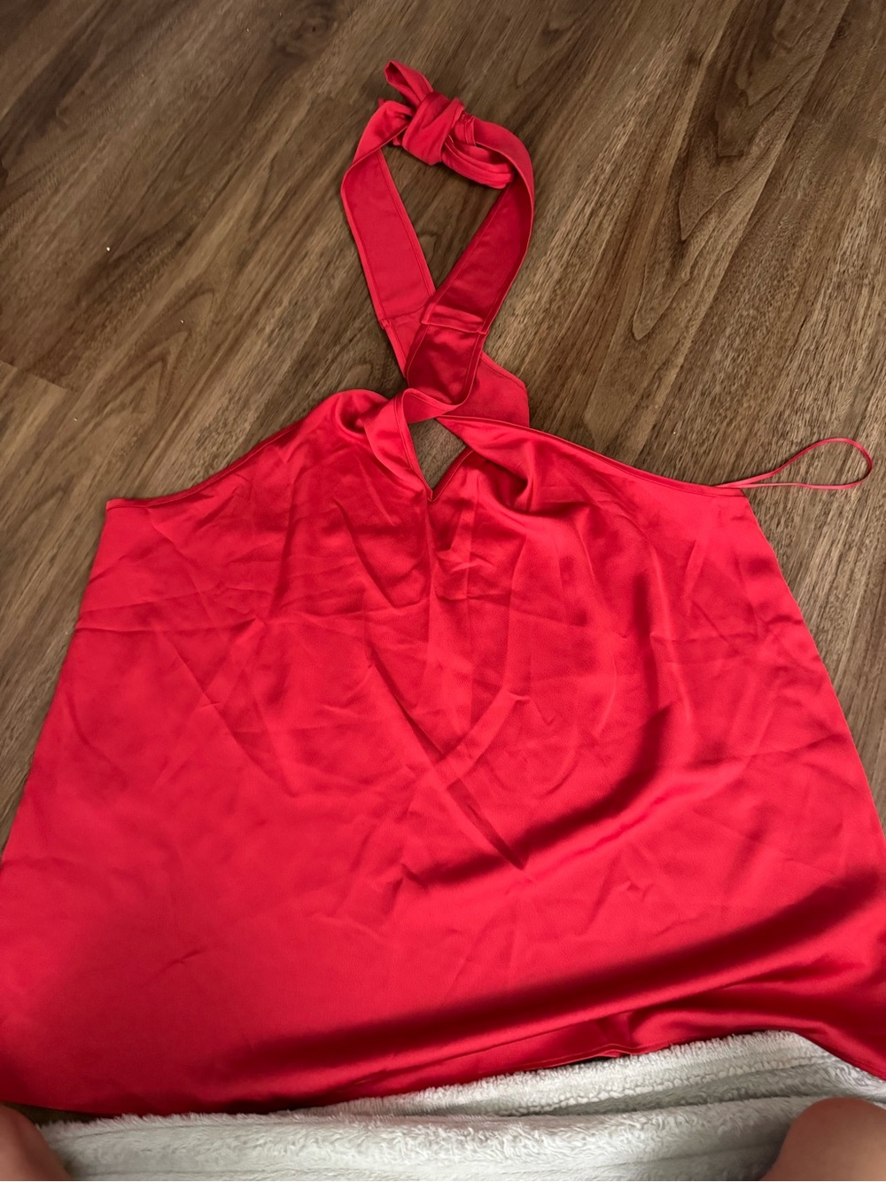 J. Crew Red Strapless Satin Halter Top